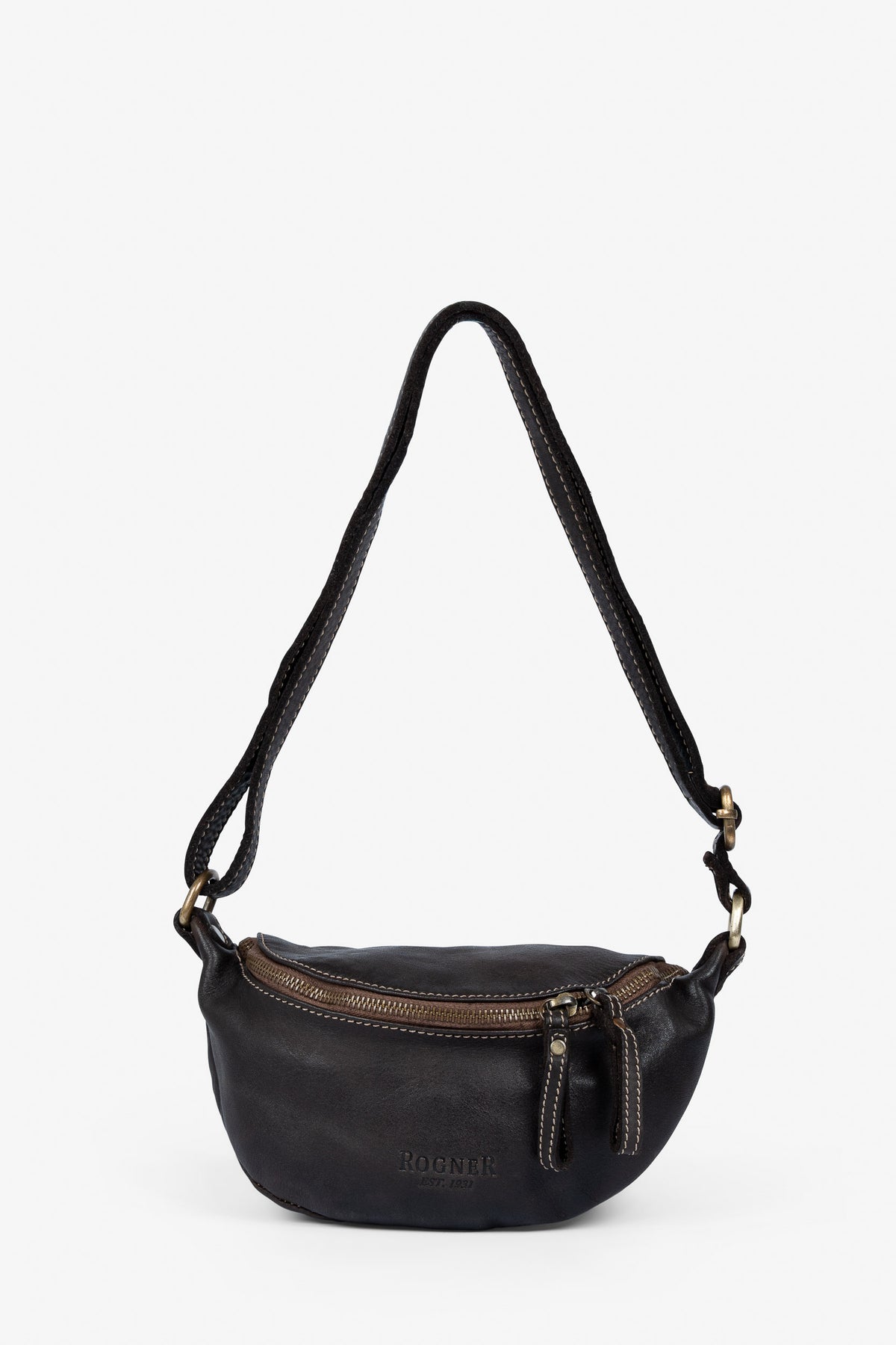 ROGNER „La Sofia“ – Kompakte Crossbody-Ledertasche – Dunkelbraun
