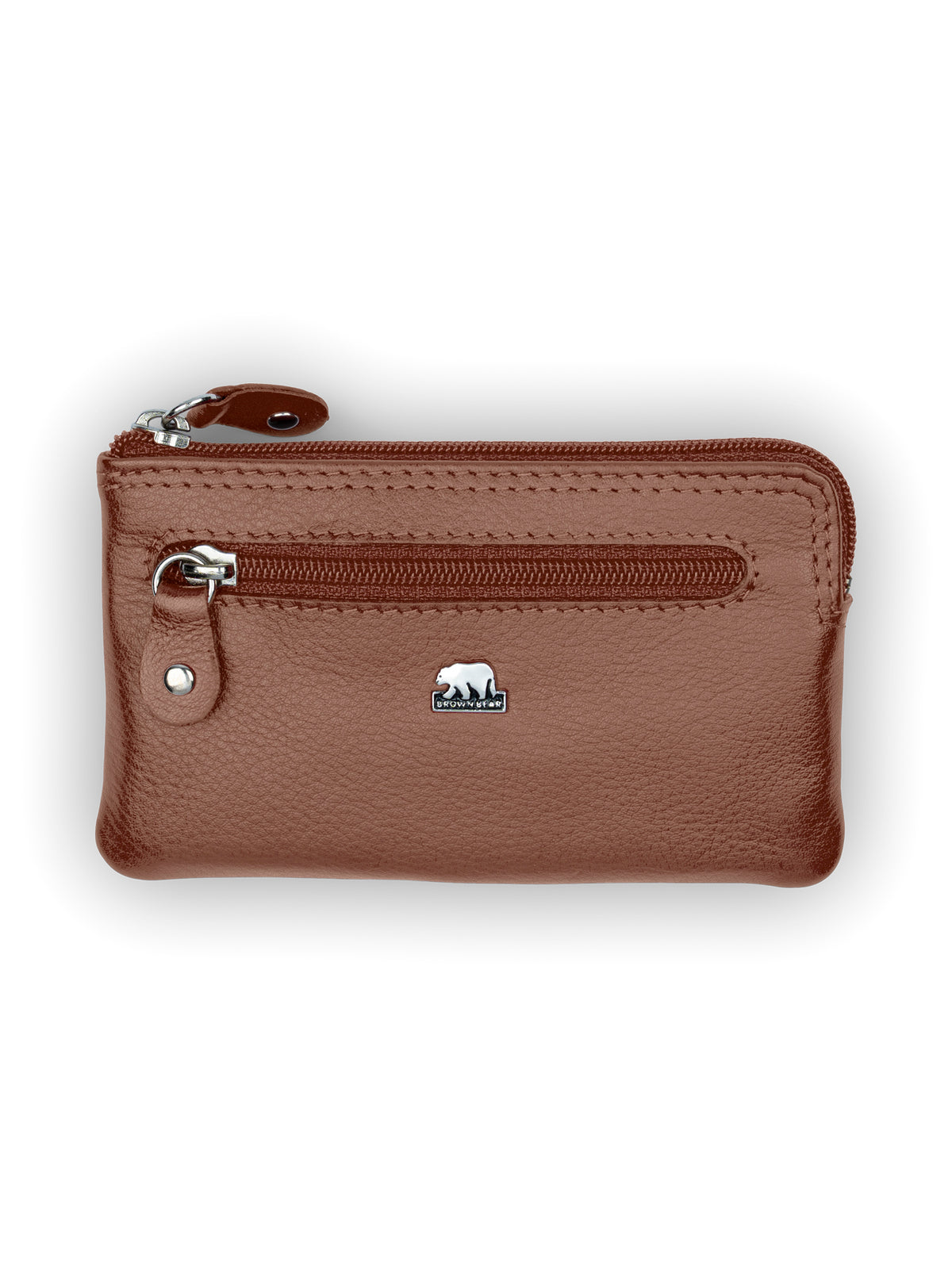 Brown Bear Leder-Schlüsseltasche mit 2 Schlüsselringen – Cognac