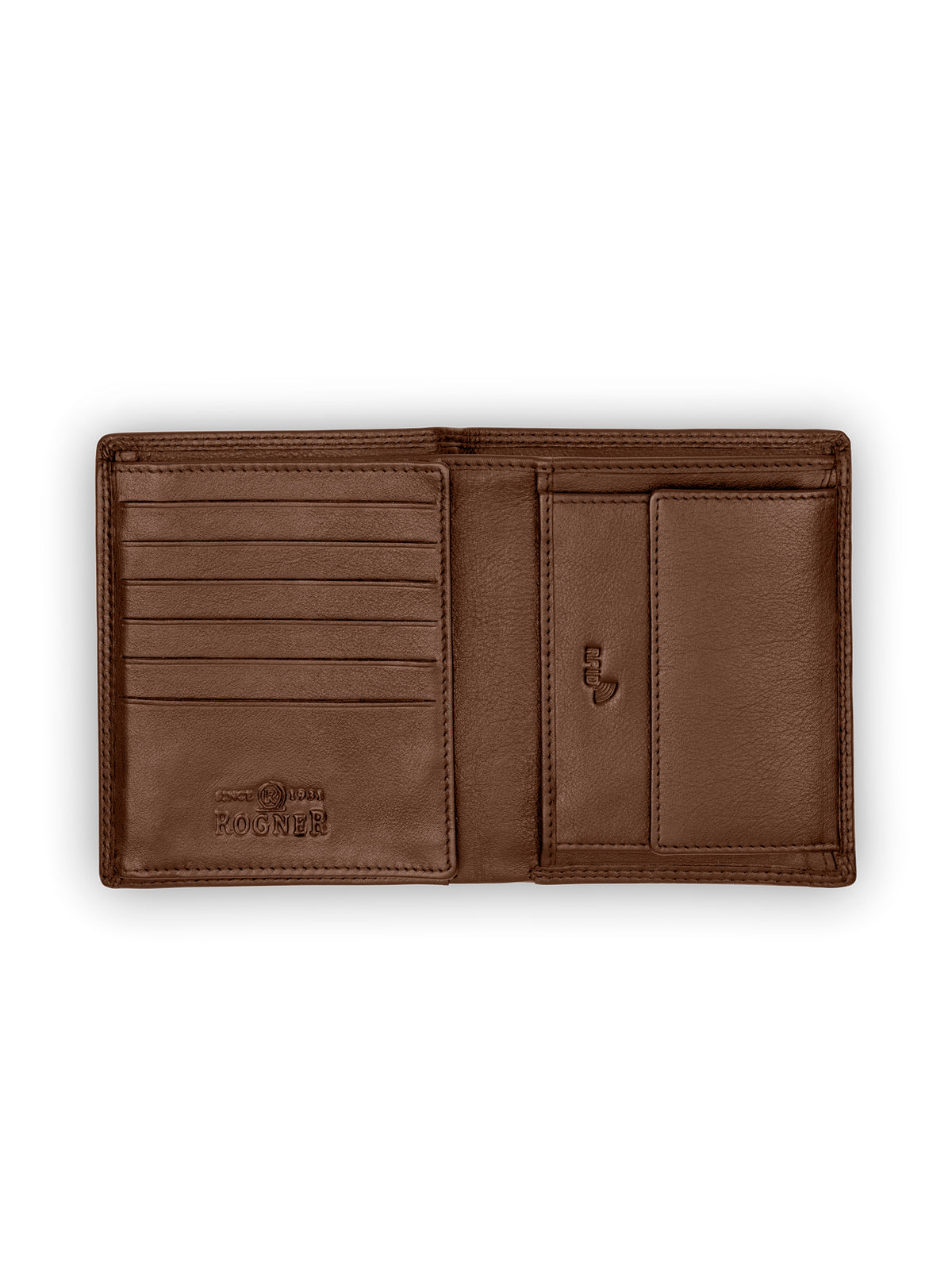 Brown Bear Hochformat-Lederbörse mit Geheimfach – Cognac