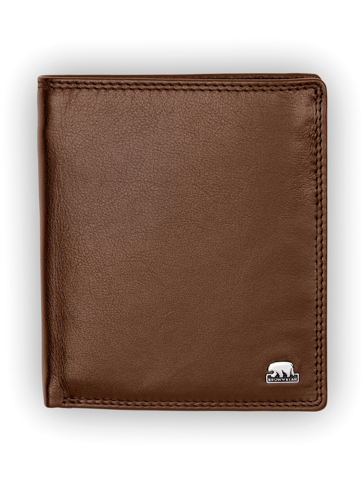 Brown Bear Hochformat-Lederbörse mit Geheimfach – Cognac