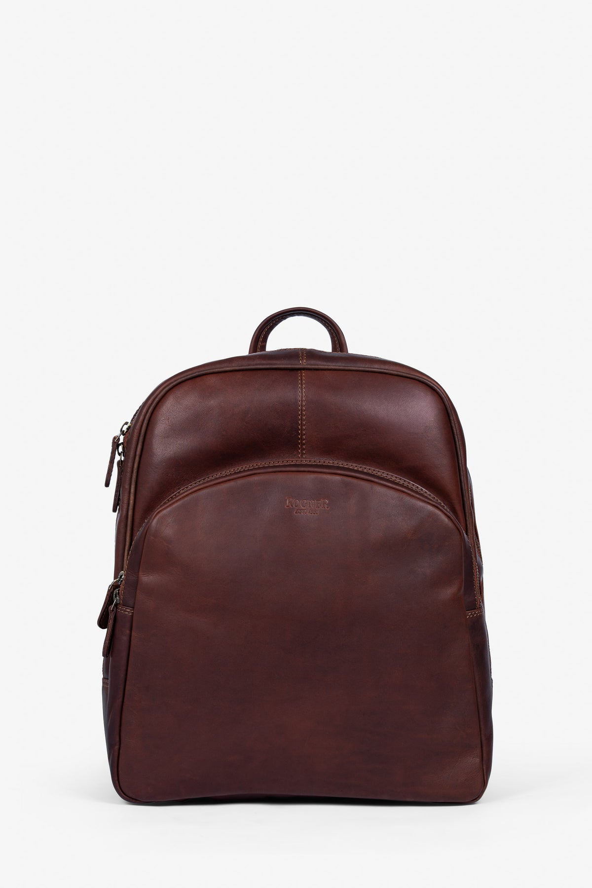 ROGNER - Business & Travel Rucksack – OIL PULL Rindsleder – Dunkelbraun