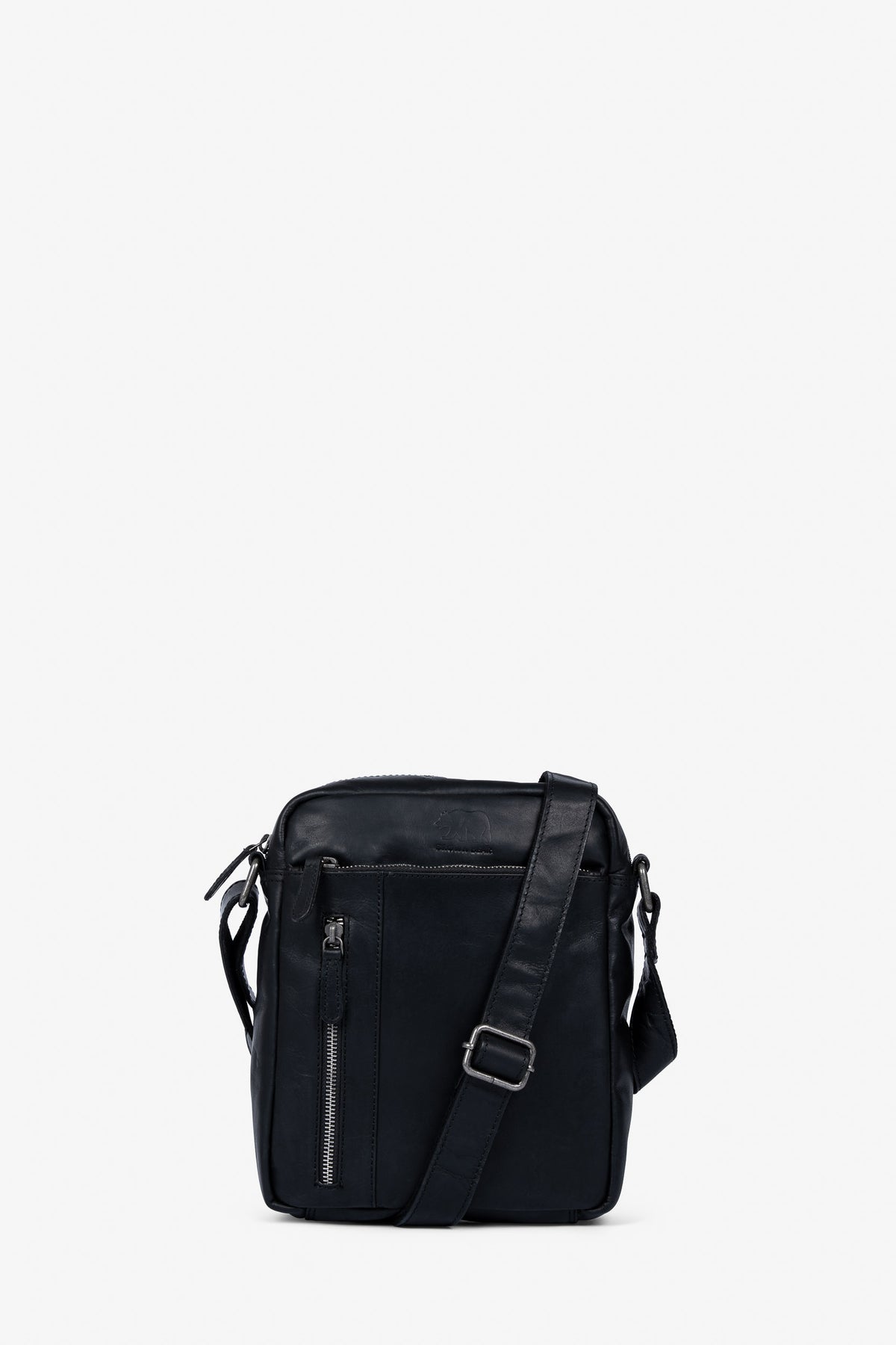 Brown Bear Umhängetasche aus OIL PULL Rindsleder – Unisex Ledertasche – Schwarz