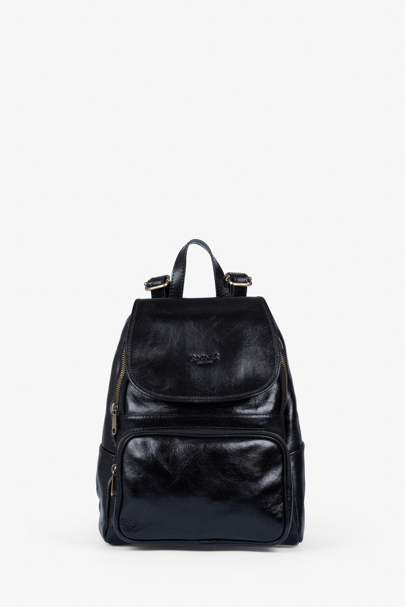 ROGNER - Damenrucksack aus italienischem Leder – Eleganter Alltagsrucksack – Schwarz