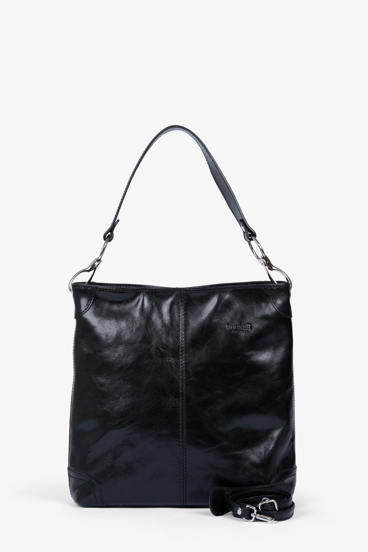 ROGNER - Shopper aus italienischem Leder – Elegante Schultertasche – Schwarz
