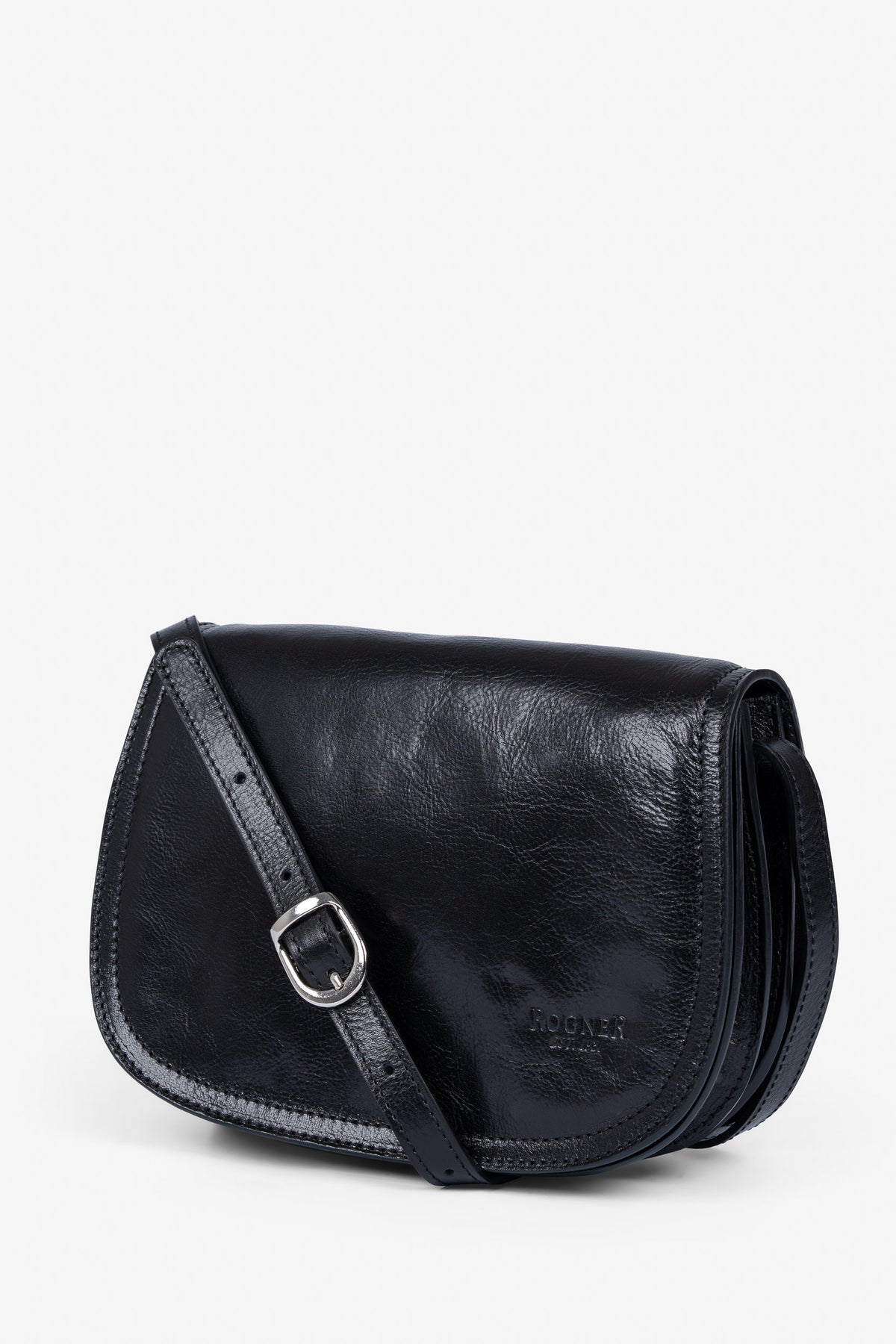 Rogner Damentasche aus italienischem Leder – Elegante Umhängetasche – Schwarz