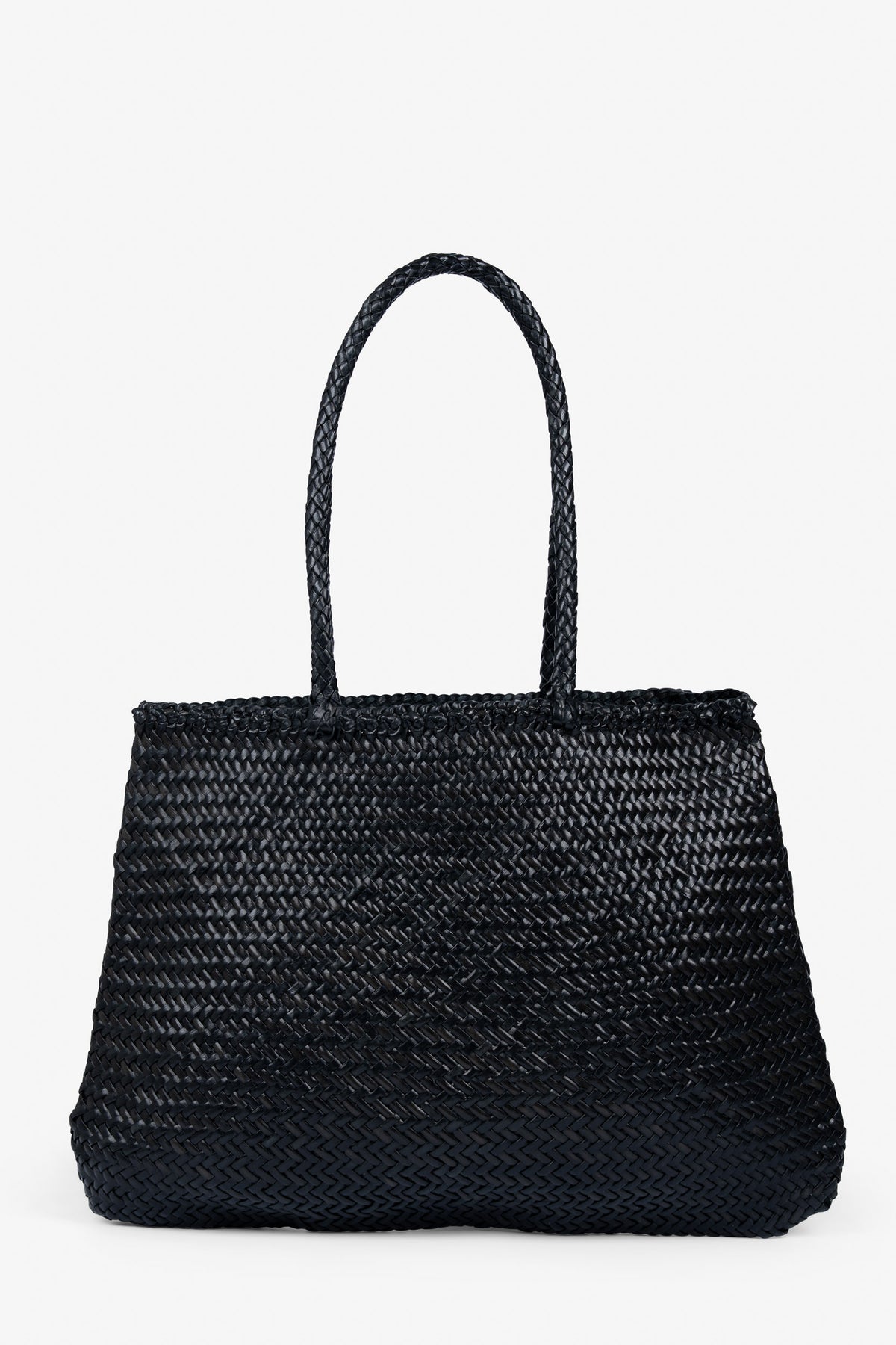 ROGNER „La Sofia“ – Geflochtene Ledertasche mit Innentasche – Schwarz