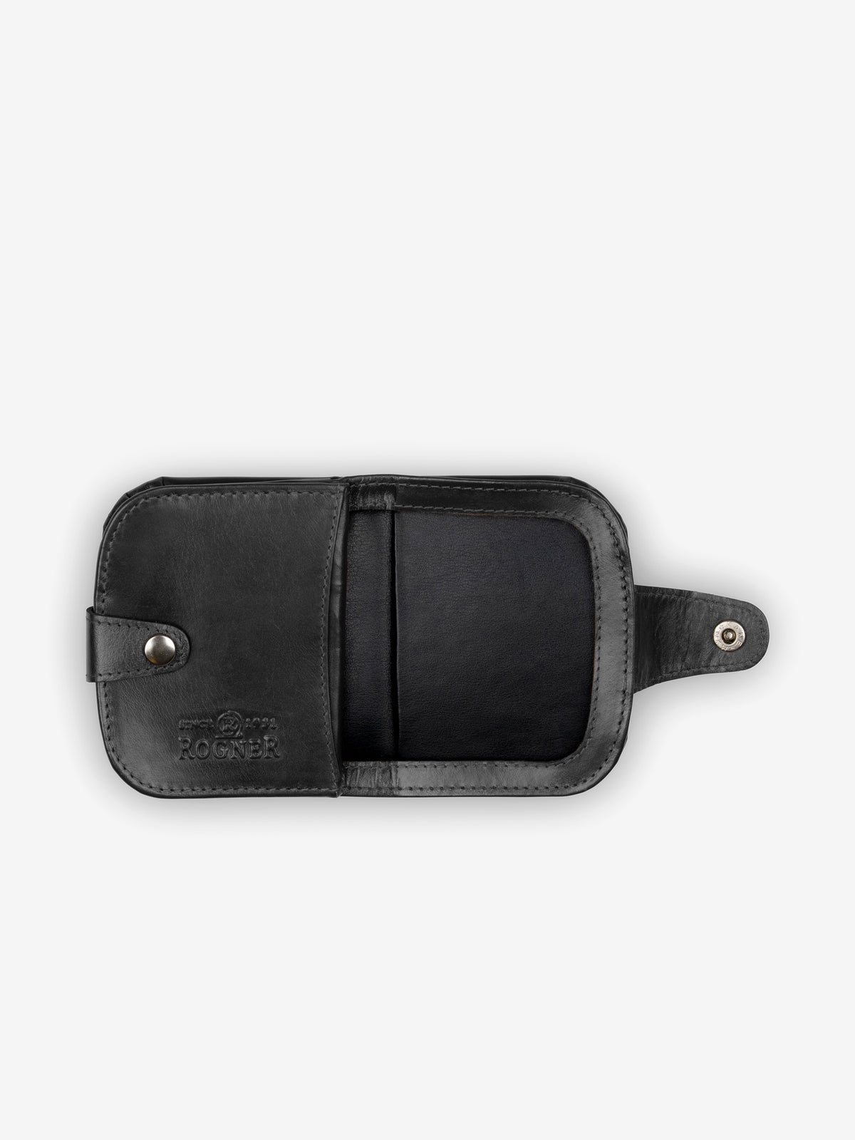 ROGNER Kleine Hufeisenbörse aus VT-Leder mit RFID (Gigerl) – Schwarz