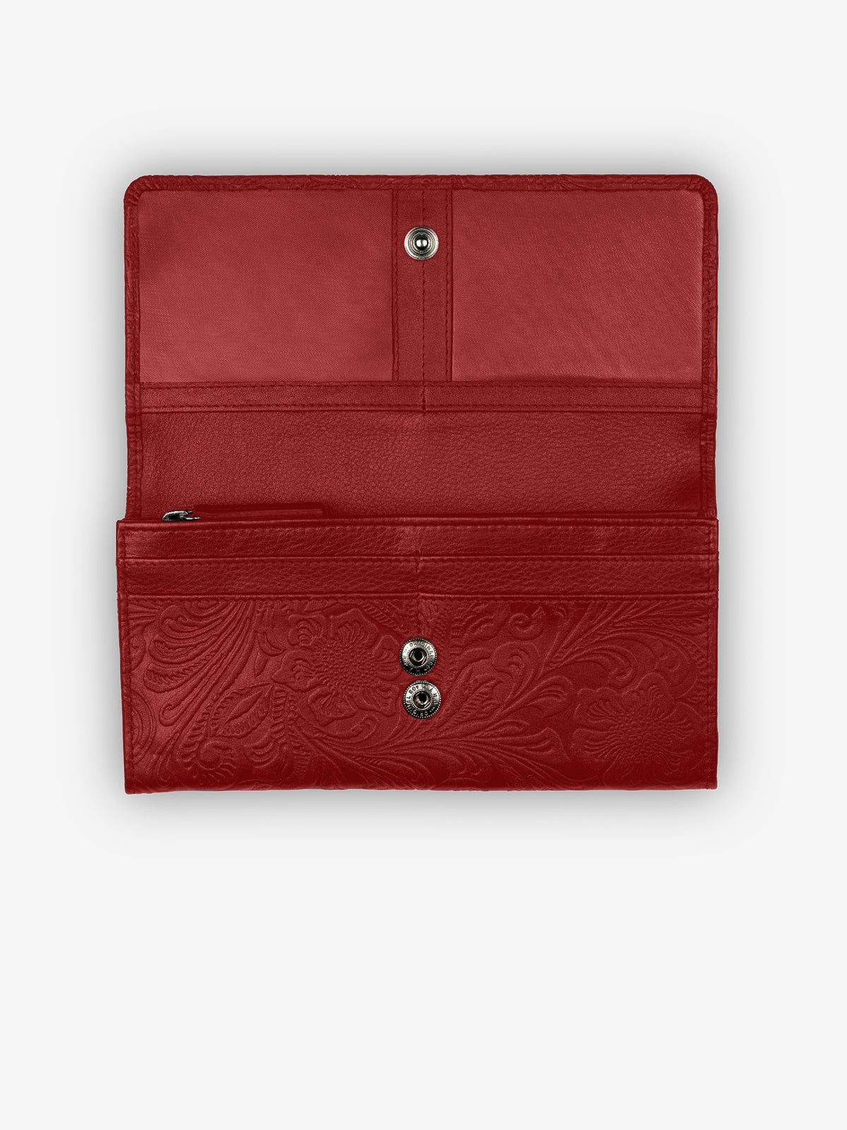 ROGNER Große Damenbörse mit 18 Kartenfächern - Flower Print – Rot