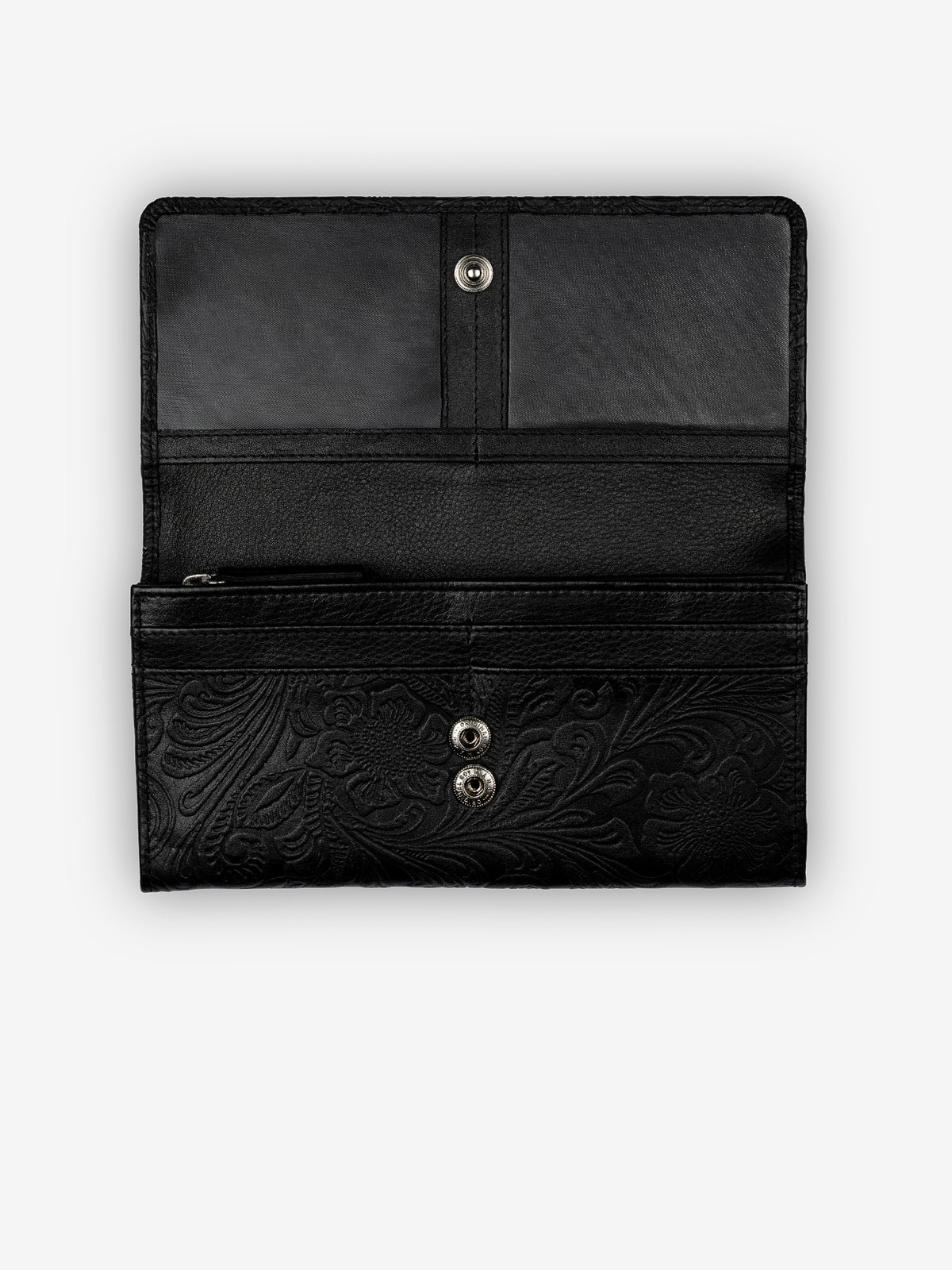 ROGNER Große Damenbörse mit 18 Kartenfächern - Flower Print – Schwarz