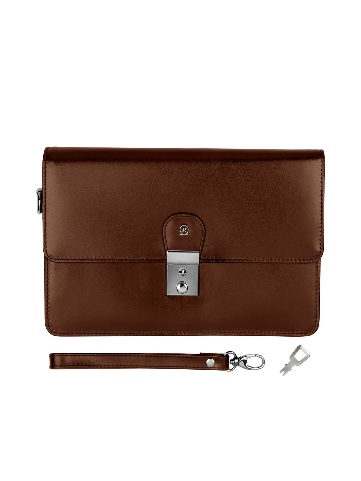 Rogner Herrenhandtasche aus Leder – Kompakt & Abschließbar – Cognac