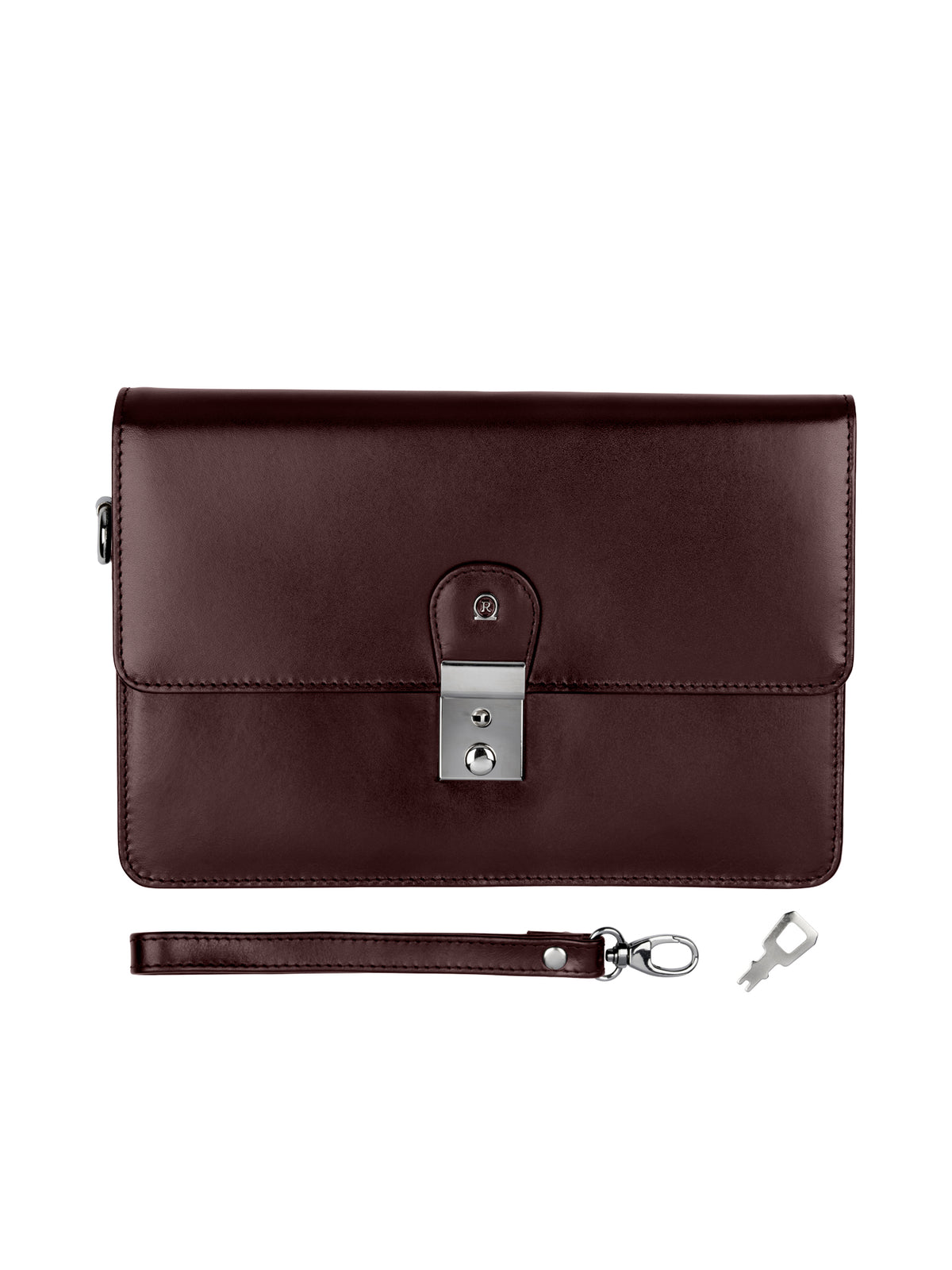 Rogner Herrenhandtasche aus Leder – Kompakt & Abschließbar – Bordeaux