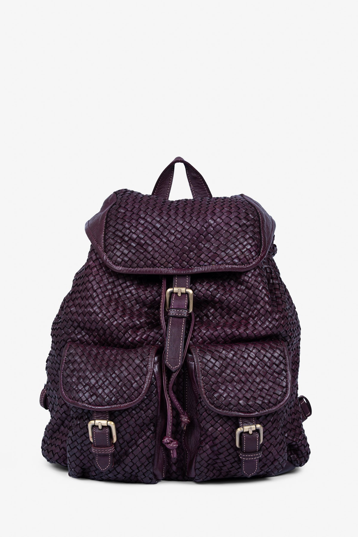 ROGNER "La Sofia" – Eleganter Flechtleder-Rucksack – Bordeaux