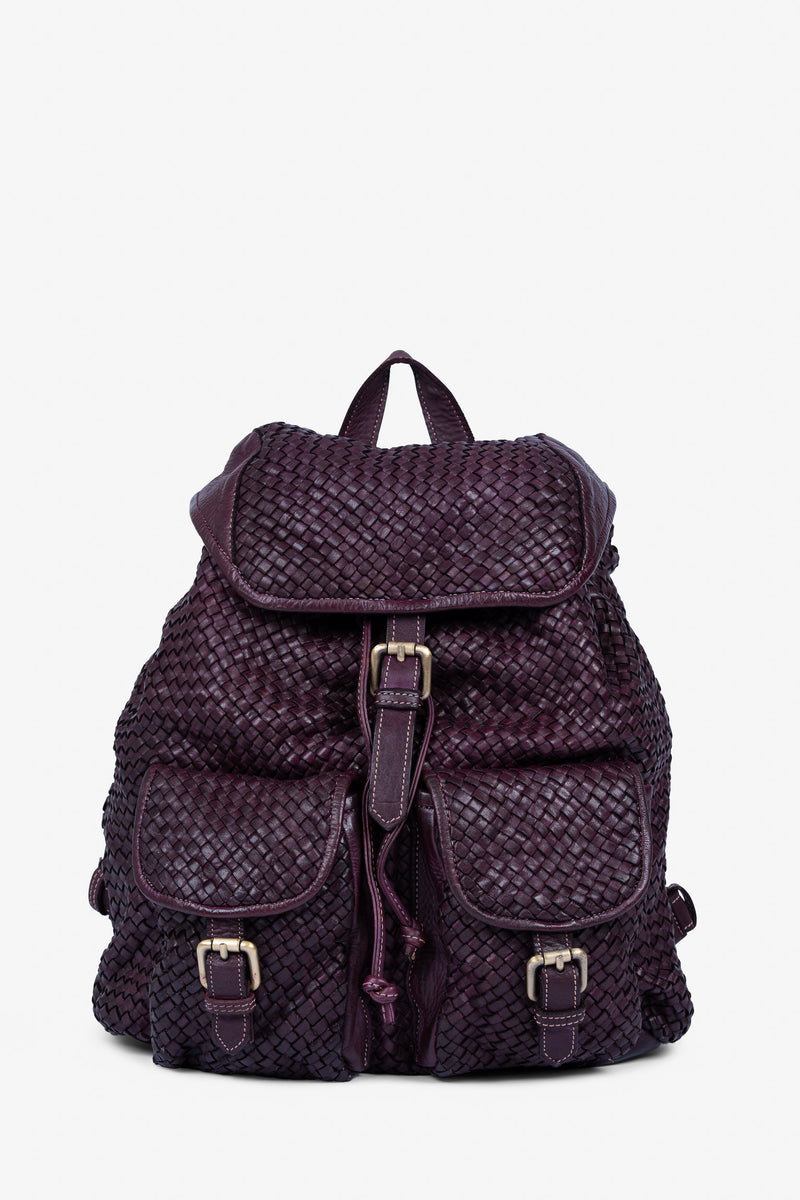 ROGNER "La Sofia" – Eleganter Flechtleder-Rucksack – Bordeaux