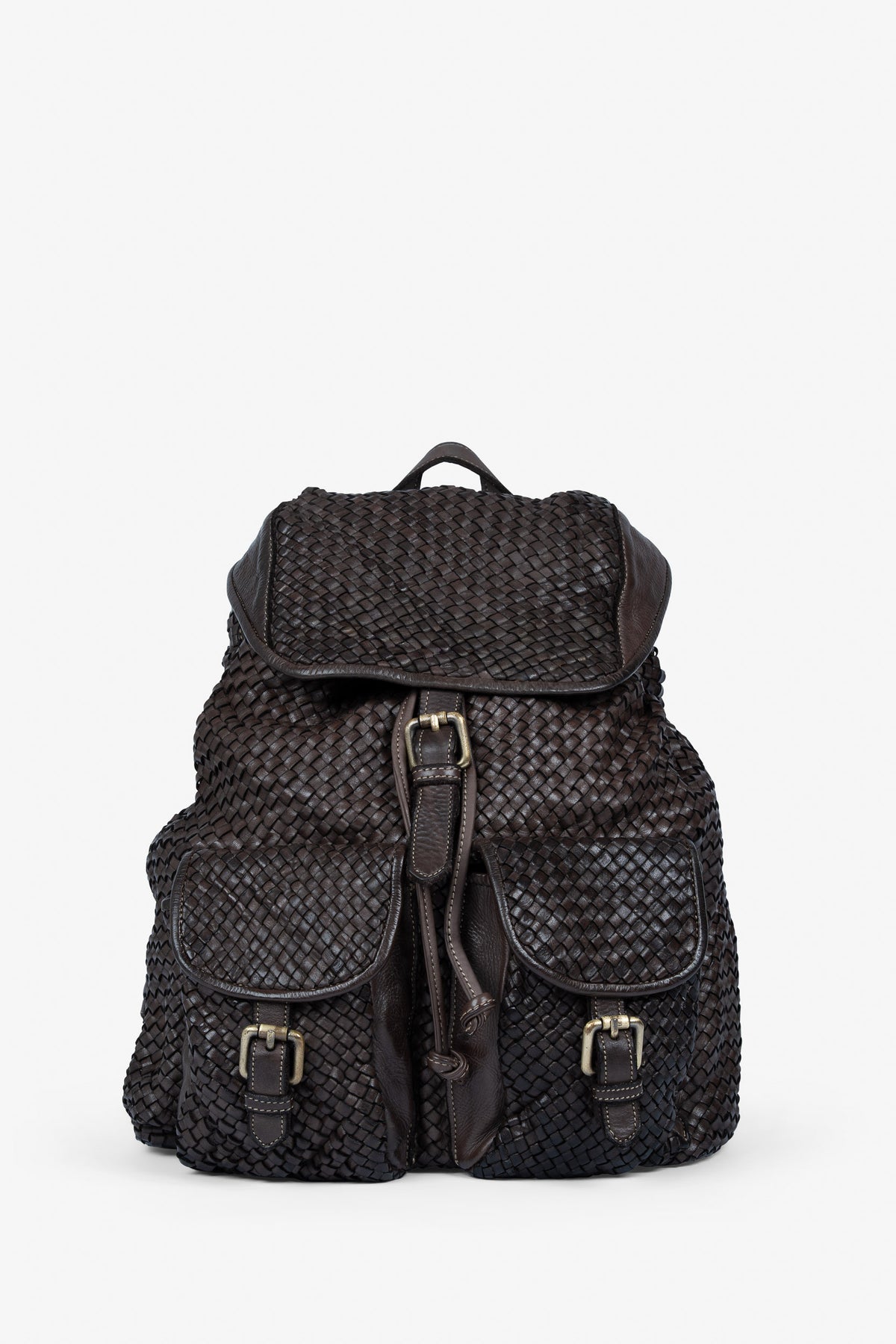 ROGNER "La Sofia" – Eleganter Flechtleder-Rucksack – Dunkelbraun