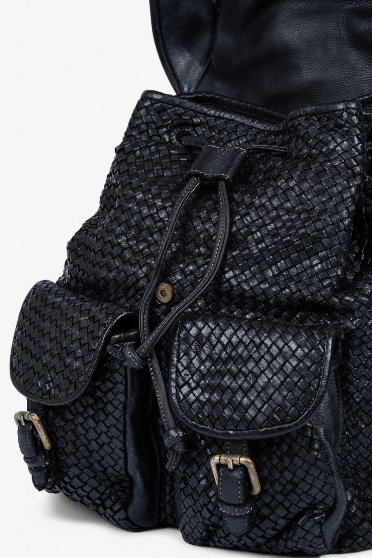ROGNER "La Sofia" – Eleganter Flechtleder-Rucksack – Schwarz