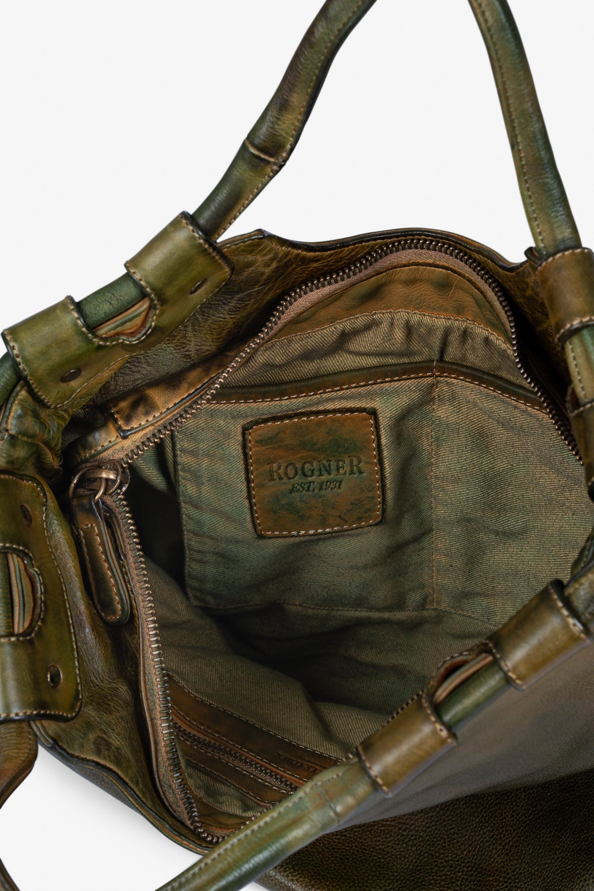 „La Sofia“ – Premium Ledertasche| Faltbare Shopper- & Schultertasche – Grün