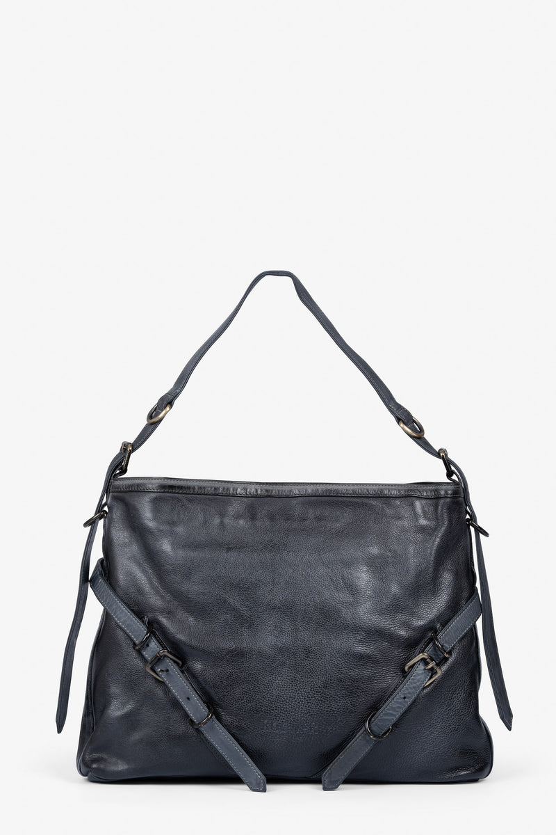 ROGNER “La Sofia” – Elegante Schultertasche aus Kalbsleder – Anthrazit