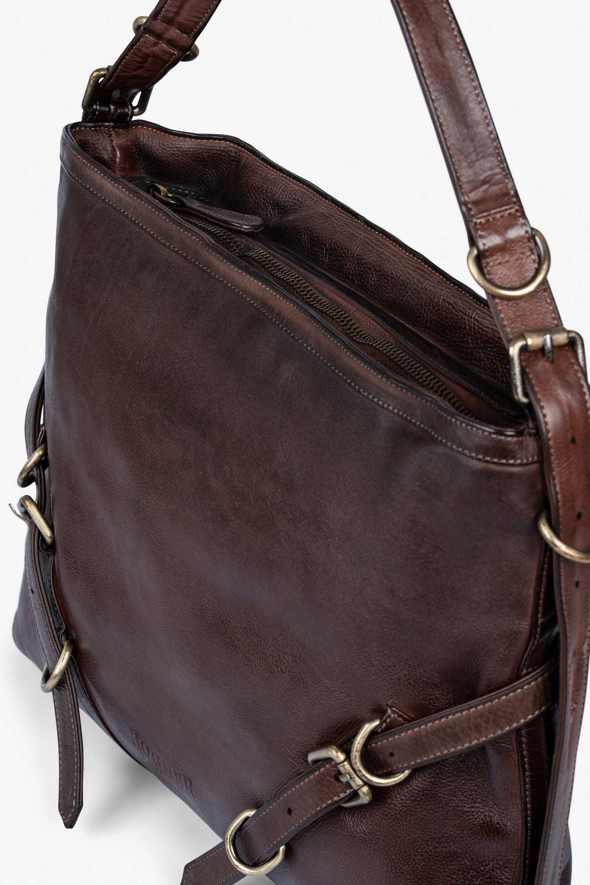 ROGNER “La Sofia” – Elegante Schultertasche aus Kalbsleder – Dunkelbraun