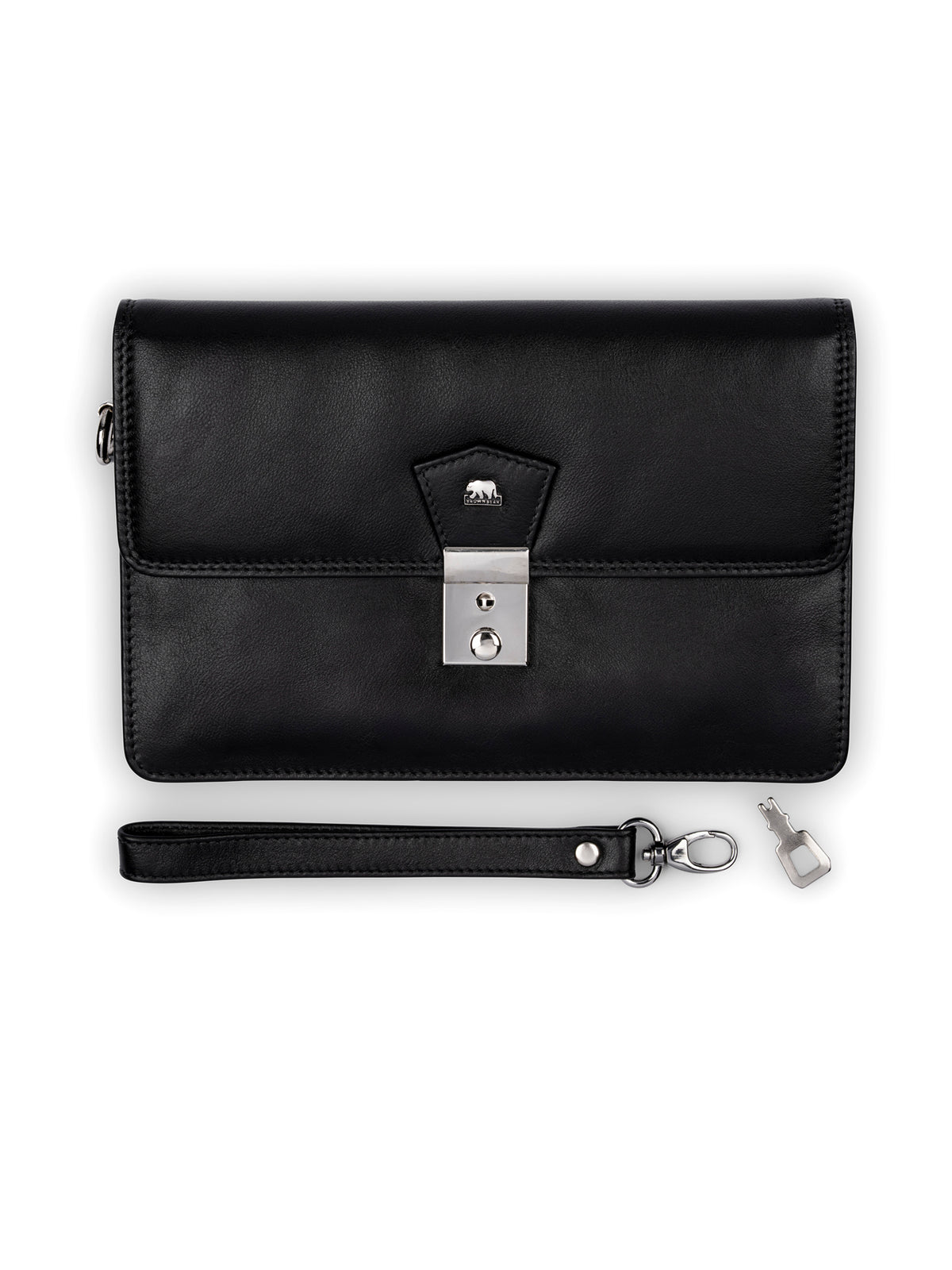Brown Bear Kompakte Herrenhandtasche für den Alltag 225x150 – Schwarz