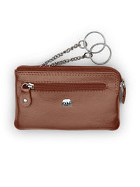 Brown Bear Leder-Schlüsseltasche mit 2 Schlüsselringen – Cognac