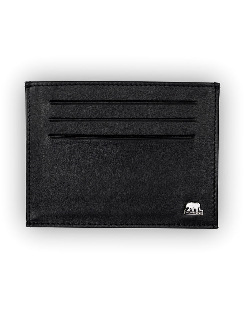 Brown Bear Schmales Kreditkartenetui aus Leder – Slim Wallet mit RFID-Schutz – Schwarz