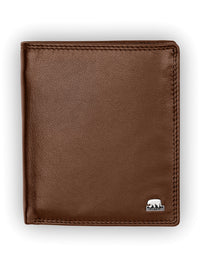 Brown Bear Hochformat-Lederbörse mit Geheimfach – Cognac