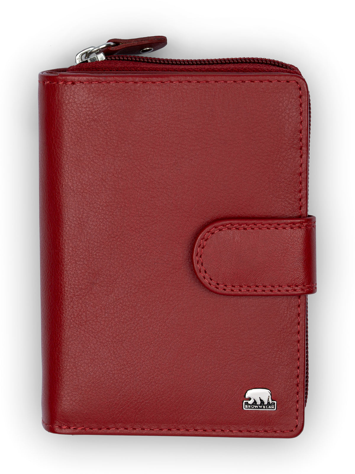 Brown Bear Damenbörse – Zipp-Rundumschutz & Druckknopf – Rot