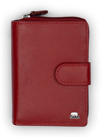 Brown Bear Damenbörse – Zipp-Rundumschutz & Druckknopf – Rot