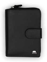 Brown Bear Damenbörse – Zipp-Rundumschutz & Druckknopf – Schwarz