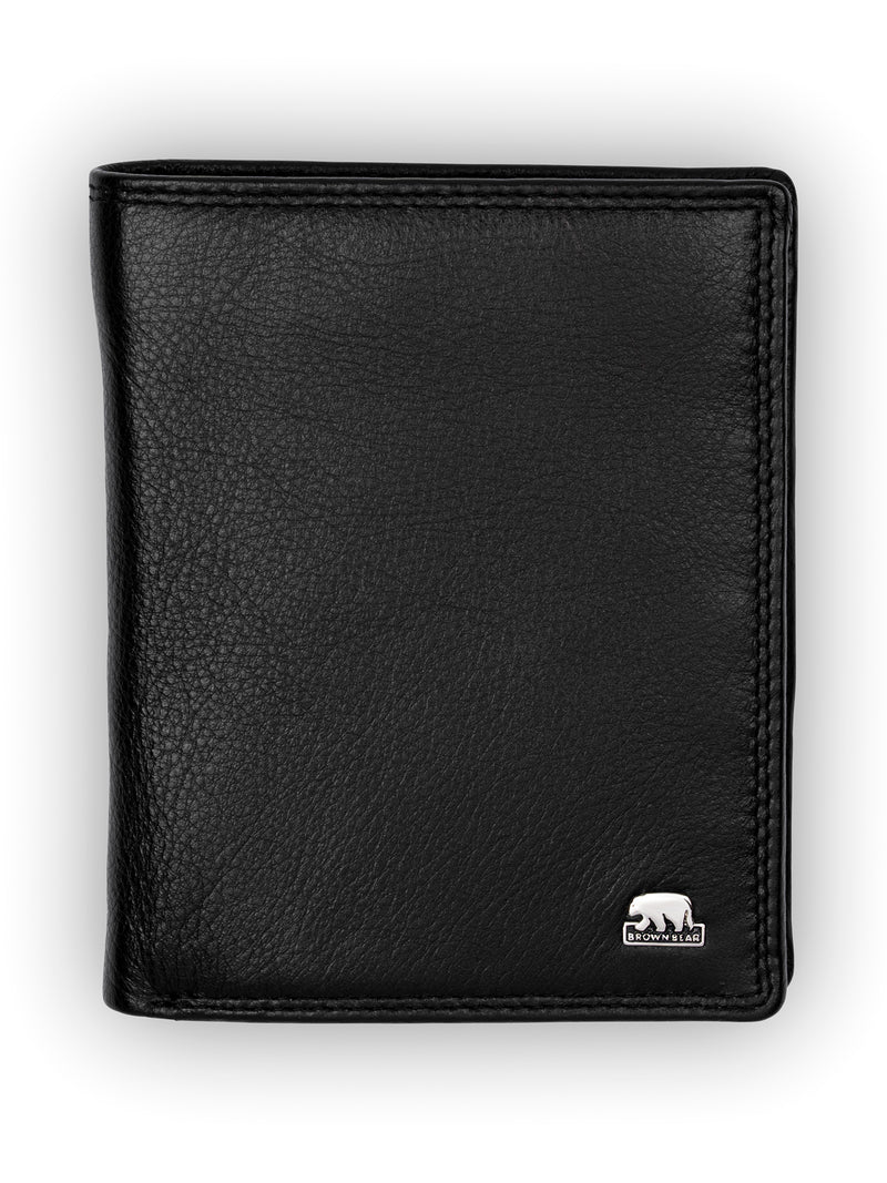 Brown Bear Premium Leder Geldbörse Hochgestellt – Schwarz