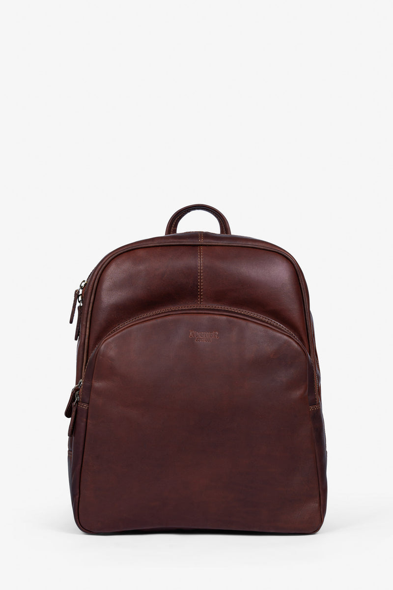 ROGNER - Business & Travel Rucksack – OIL PULL Rindsleder – Dunkelbraun