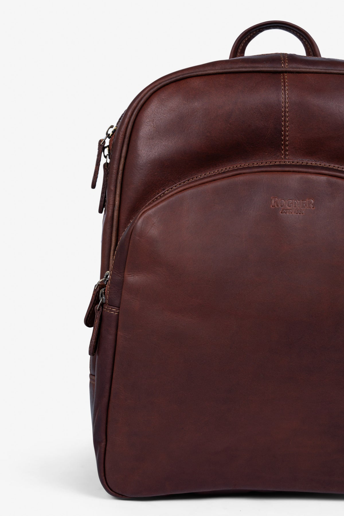 ROGNER - Business & Travel Rucksack – OIL PULL Rindsleder – Dunkelbraun