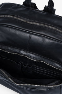 ROGNER - Business & Travel Rucksack – OIL PULL Rindsleder – Schwarz