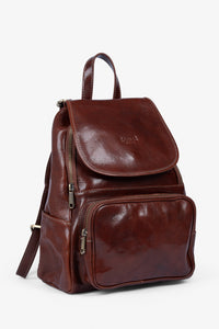 ROGNER - Damenrucksack aus italienischem Leder – Eleganter Alltagsrucksack – Dunkelbraun