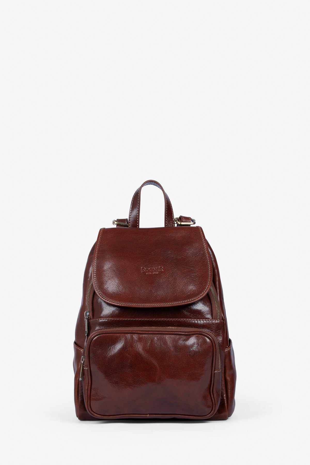 ROGNER - Damenrucksack aus italienischem Leder – Eleganter Alltagsrucksack – Dunkelbraun