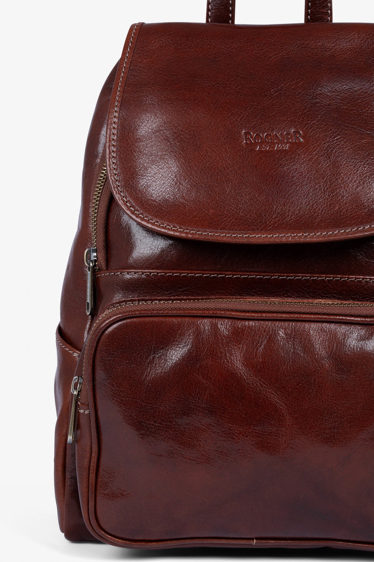 ROGNER - Damenrucksack aus italienischem Leder – Eleganter Alltagsrucksack – Dunkelbraun