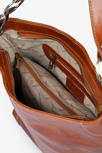 ROGNER -  Shopper aus italienischem Leder – Elegante Schultertasche – Cognac