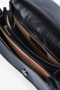 Rogner Damentasche aus italienischem Leder – Elegante Umhängetasche – Schwarz