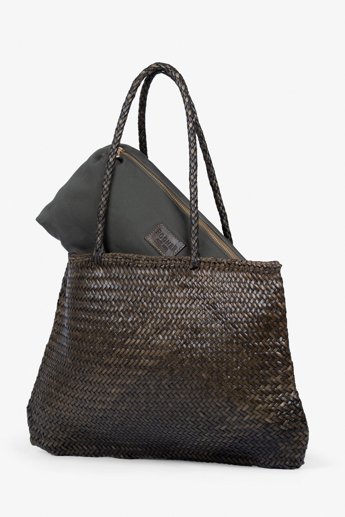 ROGNER „La Sofia“ – Geflochtene Ledertasche mit Innentasche – Grün