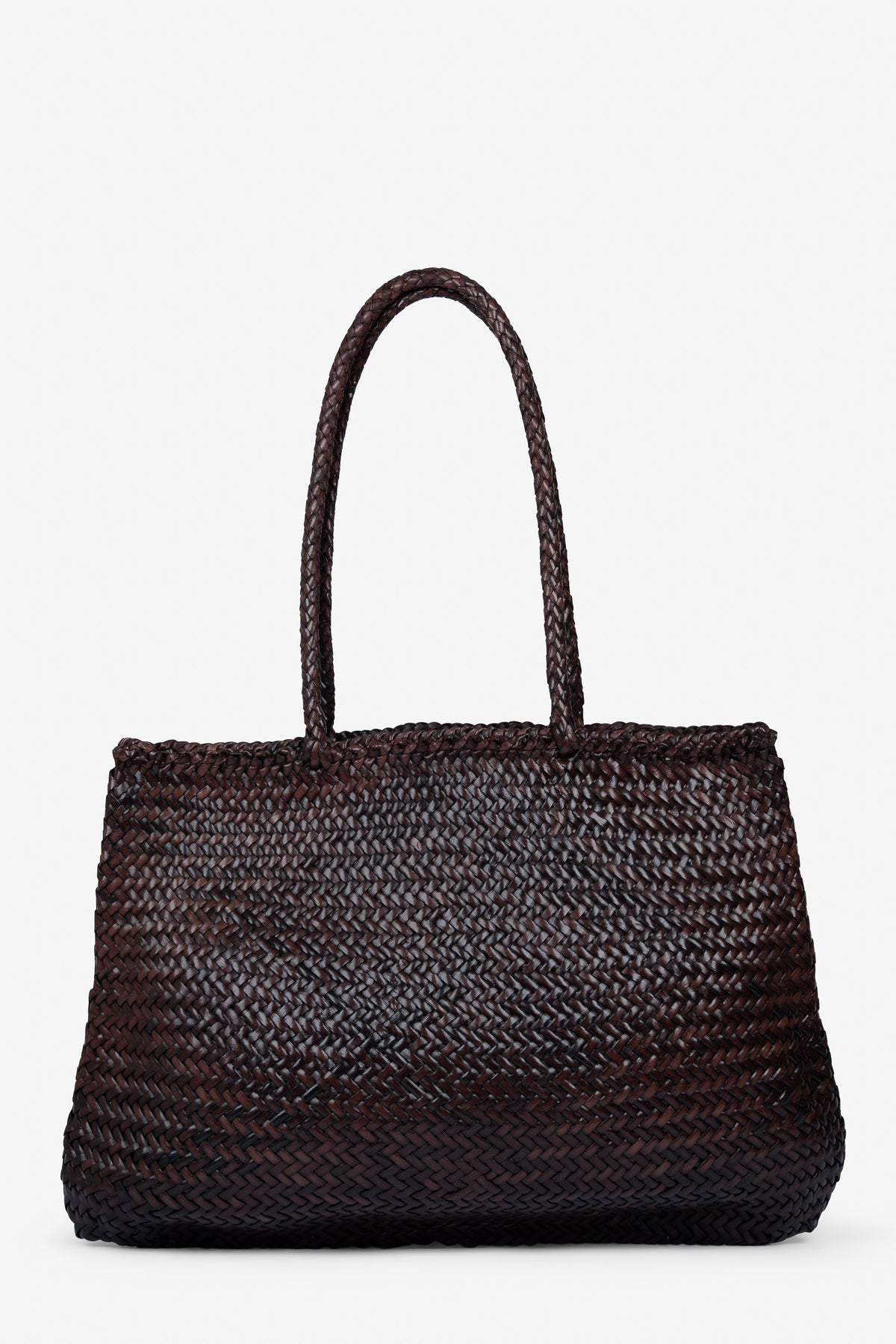 ROGNER „La Sofia“ – Geflochtene Ledertasche mit Innentasche – Dunkelbraun
