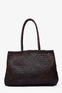 ROGNER „La Sofia“ – Geflochtene Ledertasche mit Innentasche – Dunkelbraun
