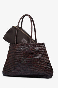 ROGNER „La Sofia“ – Geflochtene Ledertasche mit Innentasche – Dunkelbraun