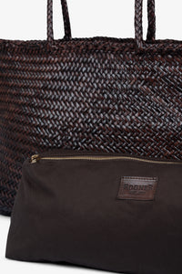 ROGNER „La Sofia“ – Geflochtene Ledertasche mit Innentasche – Dunkelbraun