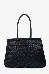 ROGNER „La Sofia“ – Geflochtene Ledertasche mit Innentasche – Schwarz