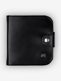 ROGNER Große Hufeisenbörse aus Cow VT Leder (Gigerl) mit RFID & Münzfach – Schwarz