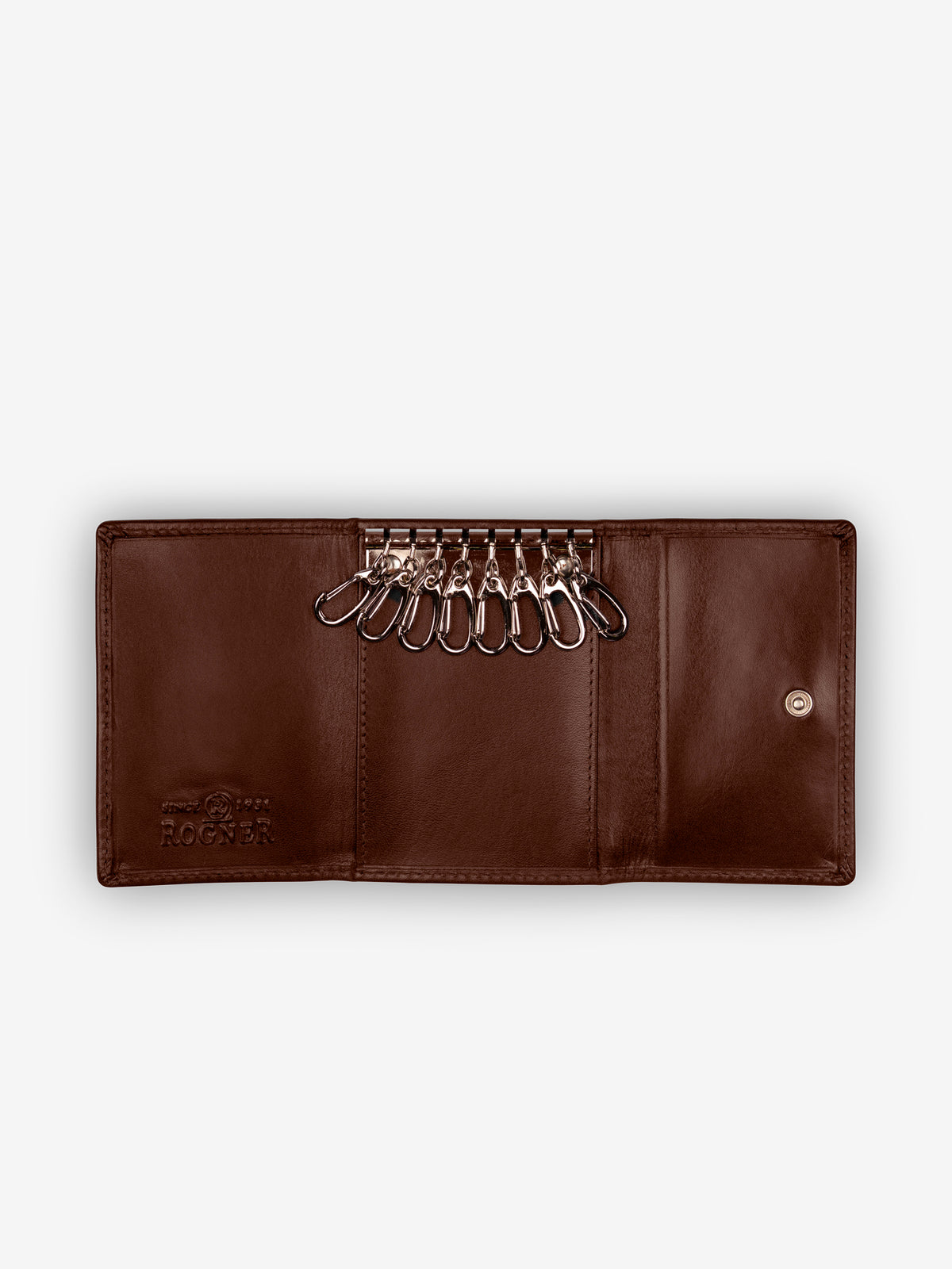 ROGNER Schlüsselmappe | 8 Schlüsselkarabiner + 1 Steckfach – Cognac