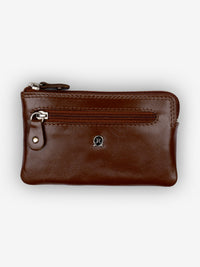 ROGNER Schlüsseletui mit 2 Ringen & Zippfach – Cognac