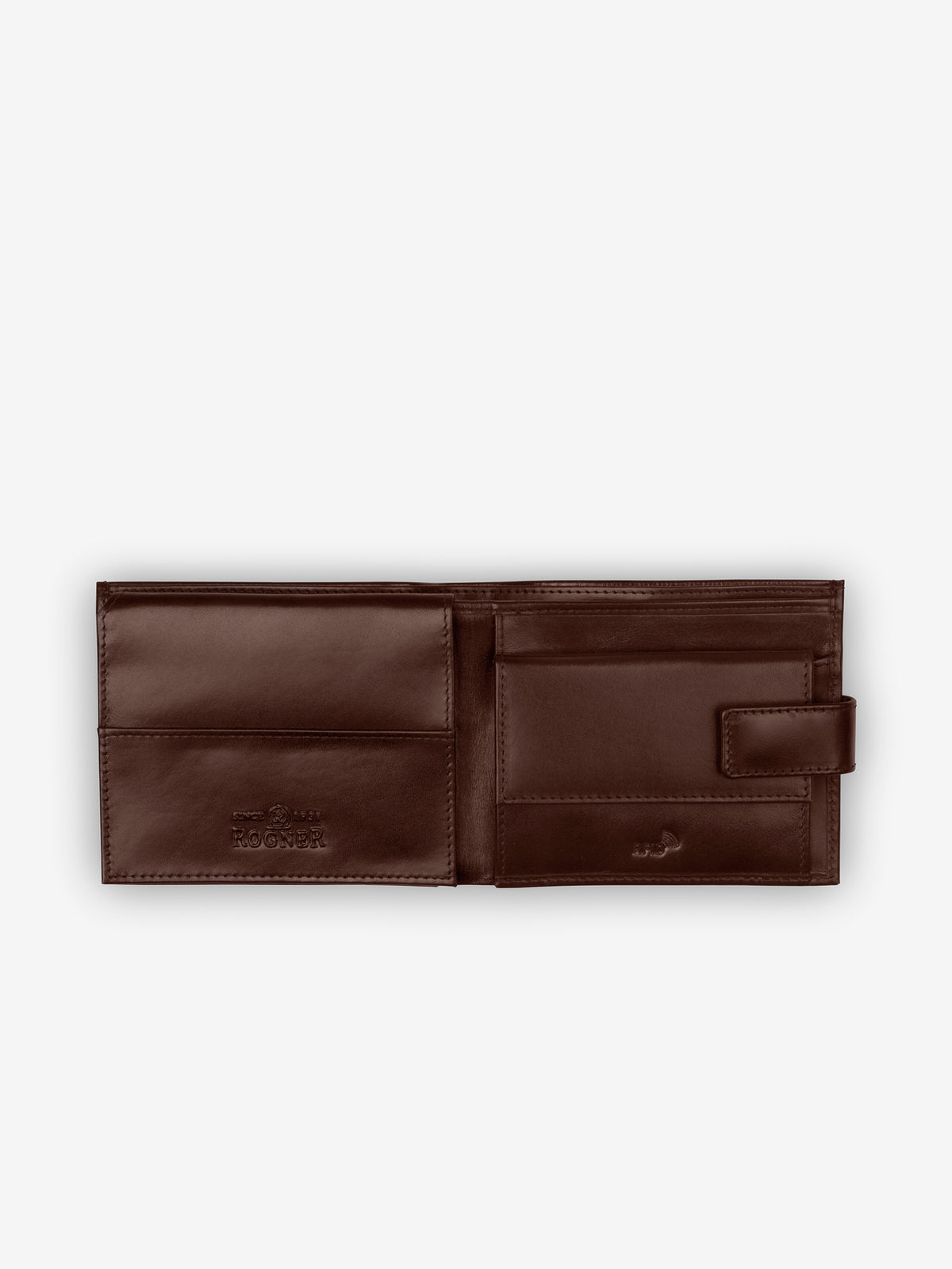 ROGNER Elegante Herrenbörse mit seitlichem Verschluss – Cognac