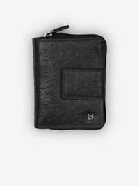 ROGNER Kompaktes Damen Portemonnaie - Flower Print – Schwarz