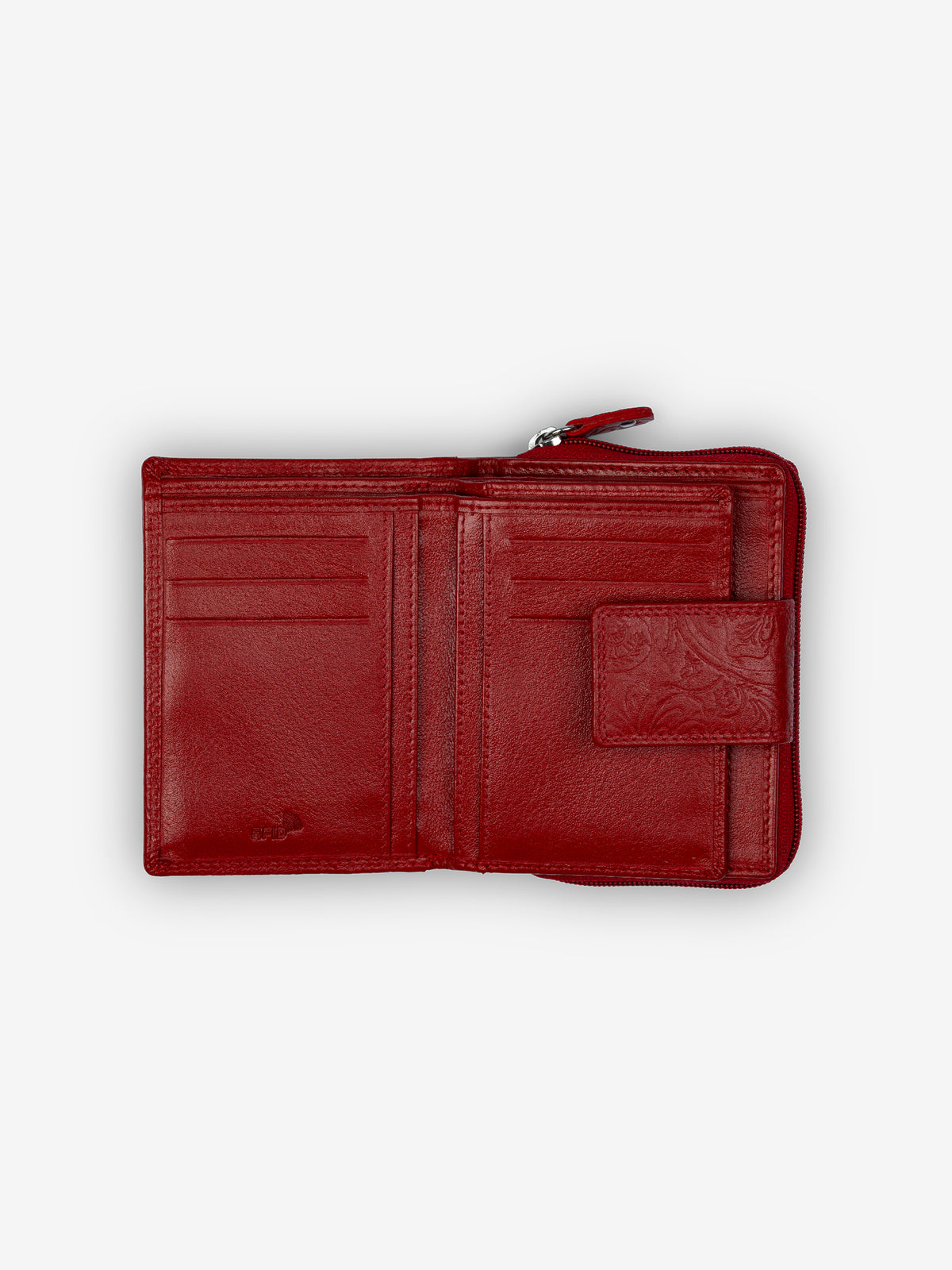 ROGNER Kompaktes Damen Portemonnaie - Flower Print – Rot